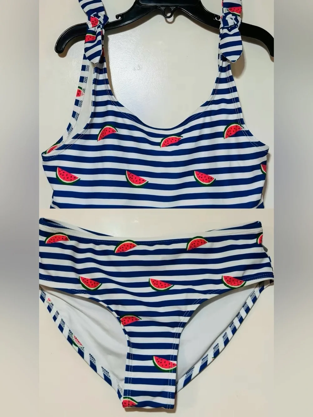 Old Navy Navy Blue & White Striped Watermelon Two-Piece Bikini